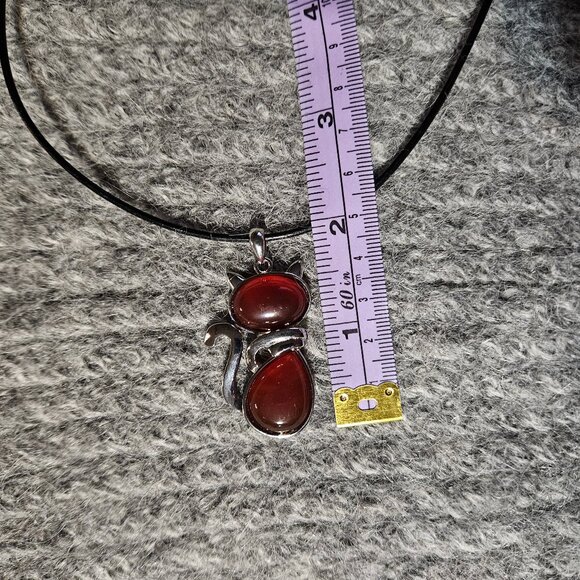 COPY - NWOT, Carnelian agate gemstone cat pendant silver plate, artisan, unisex - Picture 3 of 3